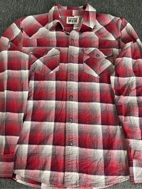 Converse One Star Mens Plaid Shirt Small Red  Skate Grunge Cotton  2010 Fall